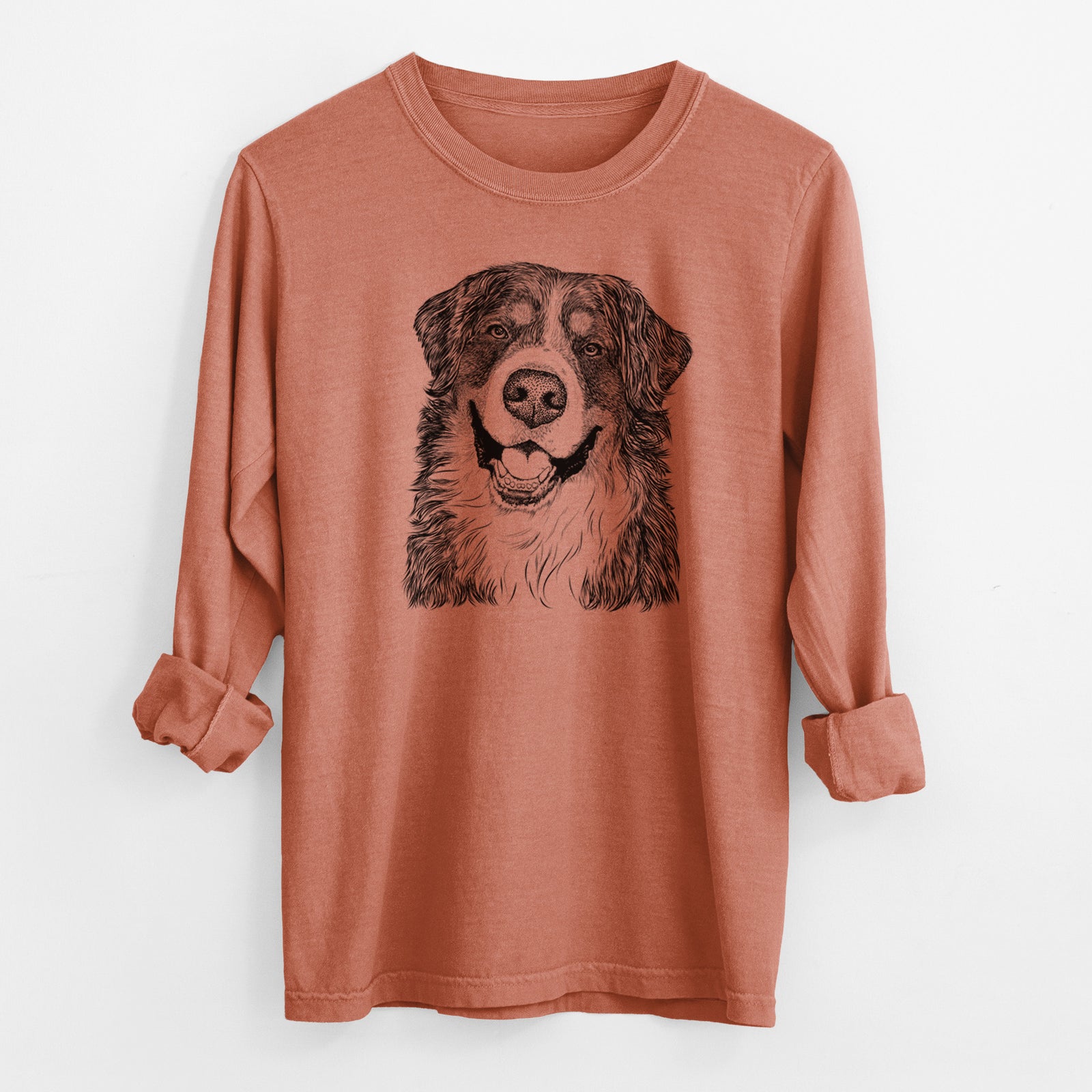 Bare Eiger the Bernese Mountain Dog - Men's Heavyweight 100% Cotton Long Sleeve