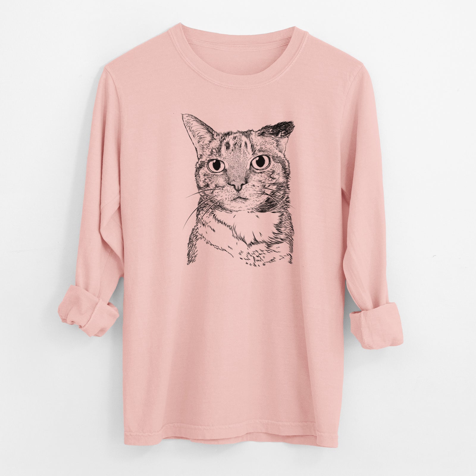 Bare Eleanor the Domestic Shorthair Cat - Men's Heavyweight 100% Cotton Long Sleeve