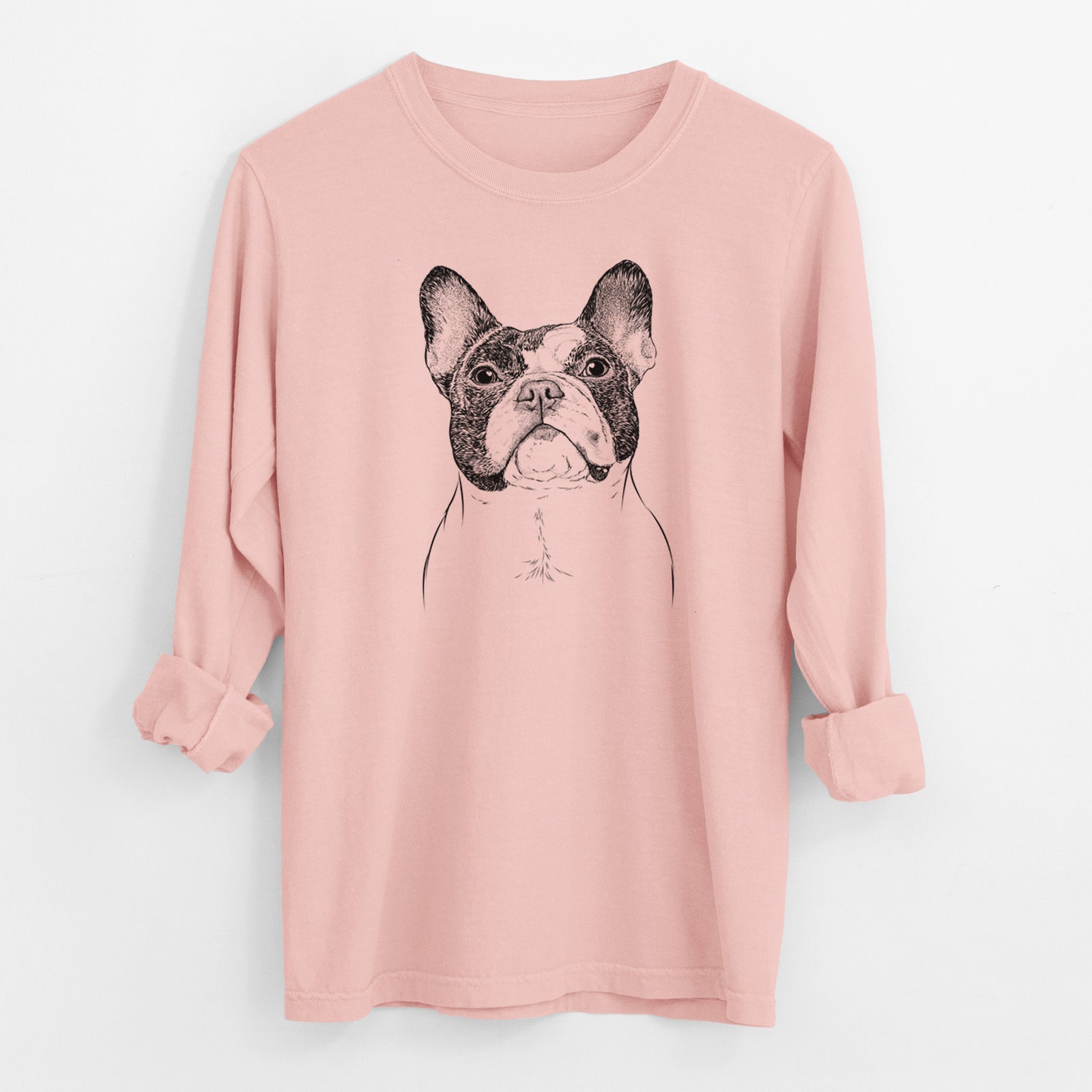 Bare Ella the French Bulldog - Men's Heavyweight 100% Cotton Long Sleeve