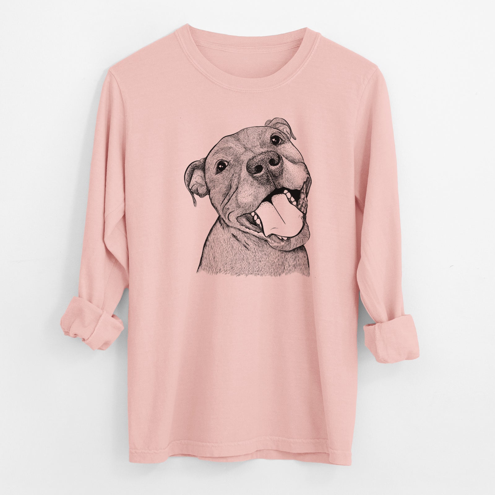 Bare Eloise the Pitbull Mix - Men's Heavyweight 100% Cotton Long Sleeve