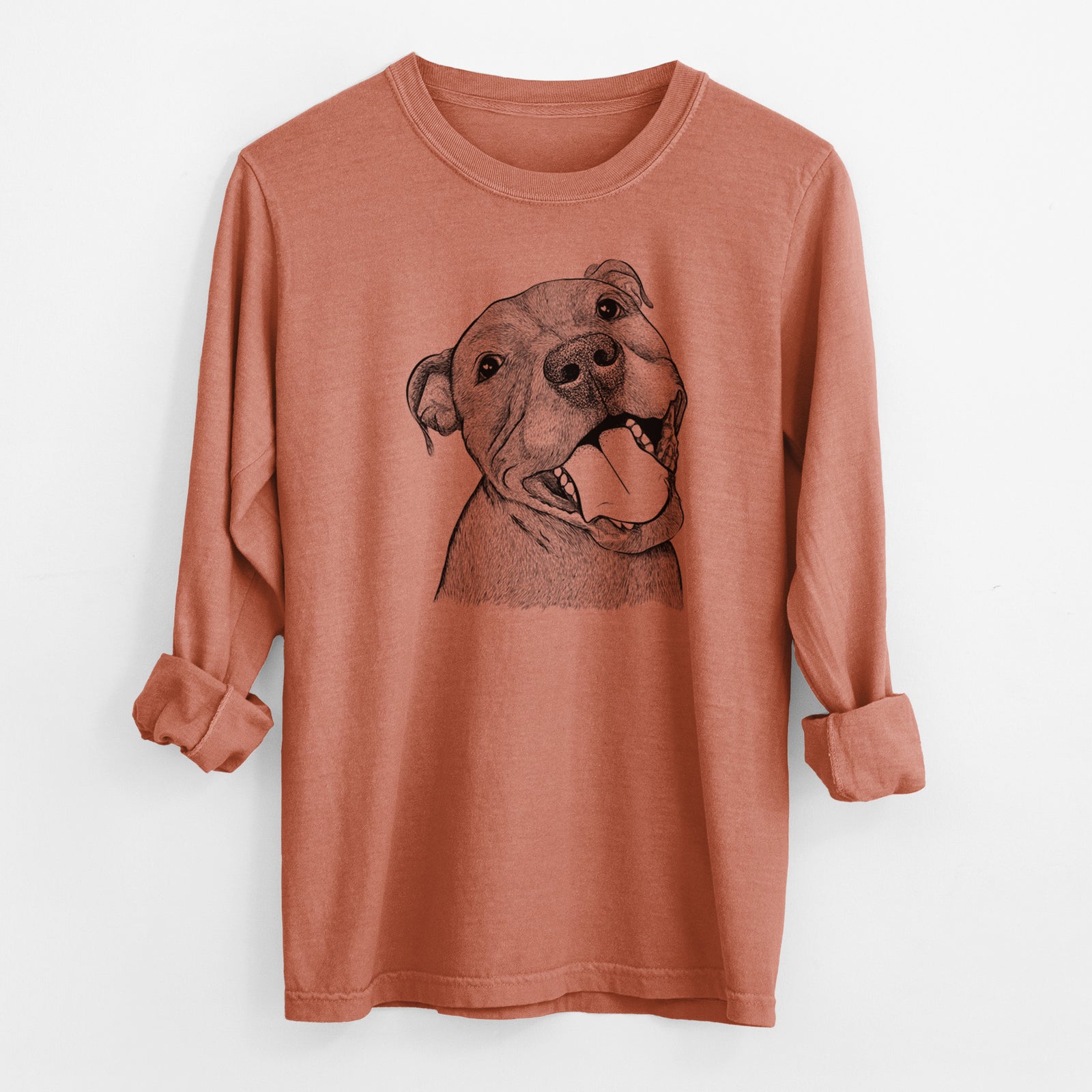 Bare Eloise the Pitbull Mix - Men's Heavyweight 100% Cotton Long Sleeve