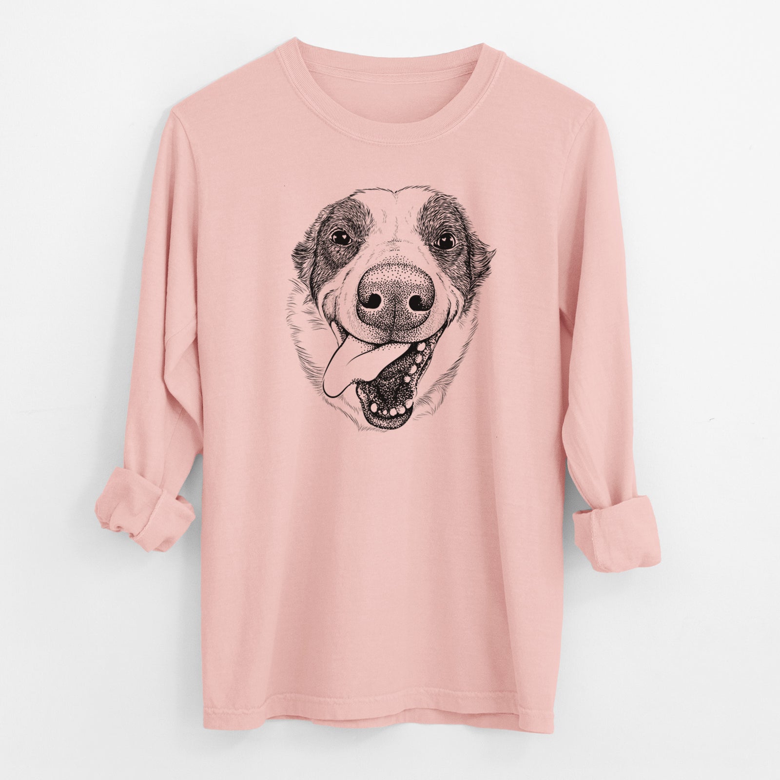 Bare Elwood the Border Collie - Men's Heavyweight 100% Cotton Long Sleeve