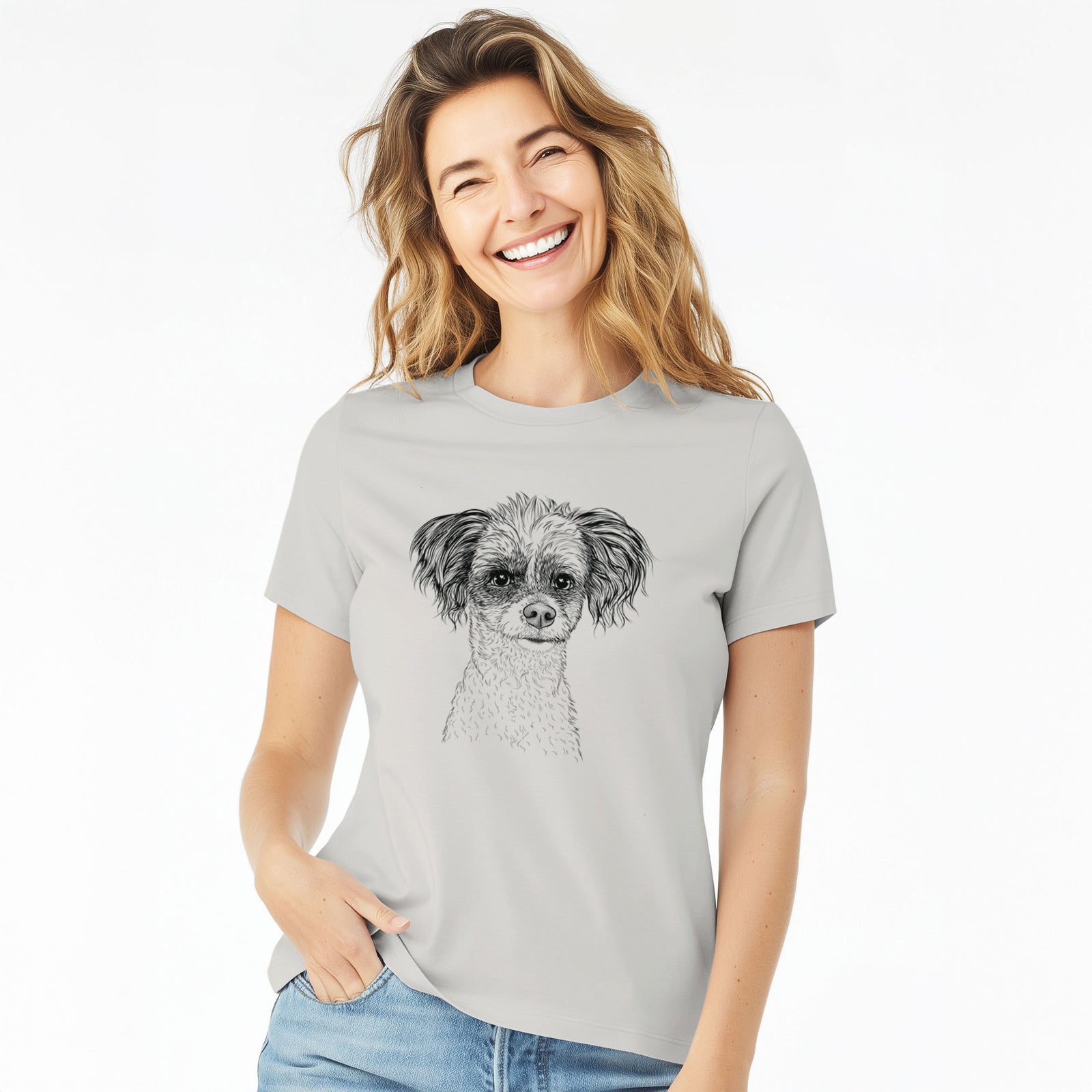 Bare Finley the Papillon Mix - Women's Lightweight Relaxed Fit 100% Cotton Crewneck
