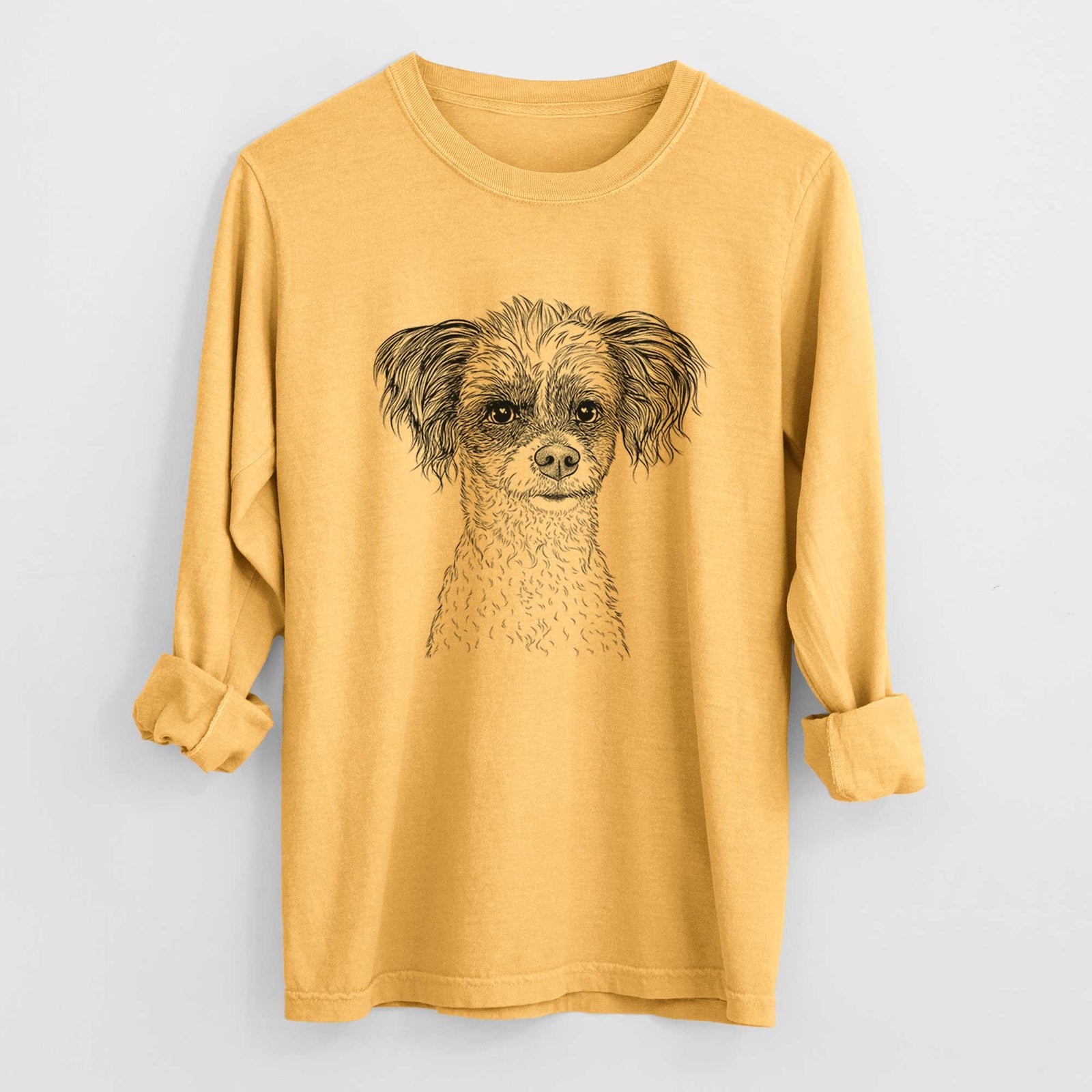 Bare Finley the Papillon Mix - Men's Heavyweight 100% Cotton Long Sleeve