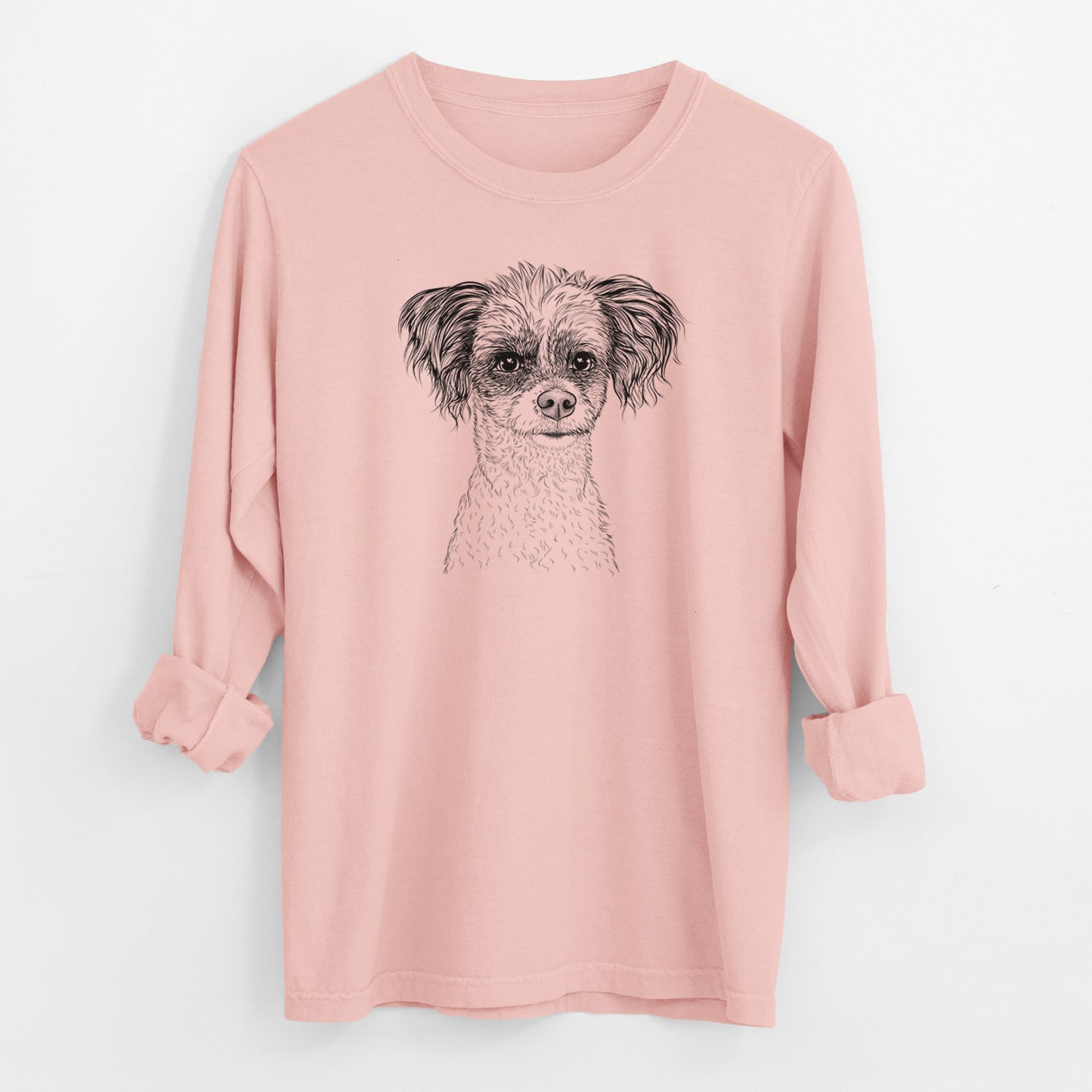 Bare Finley the Papillon Mix - Men's Heavyweight 100% Cotton Long Sleeve