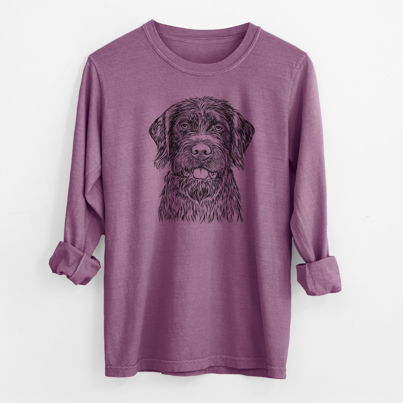 Bare Fletcher the Wirehaired Pointing Griffon - Men's Heavyweight 100% Cotton Long Sleeve