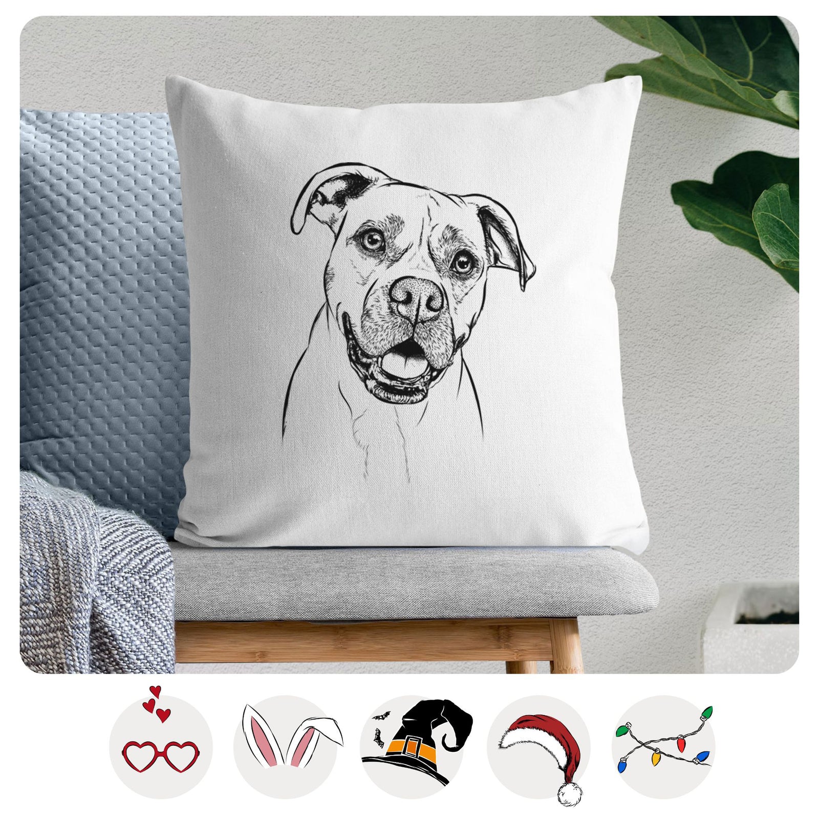 Frankie Tankie the Boxer Mix - Throw Pillow Cover
