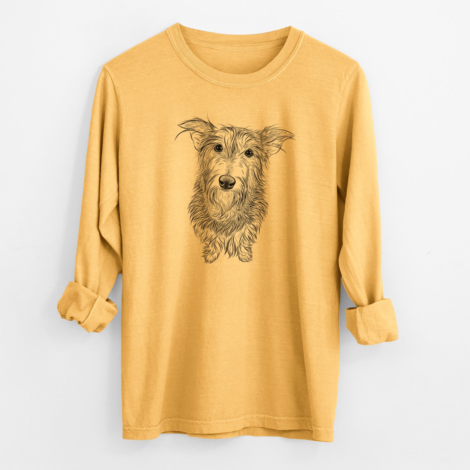 Bare Frida Doggo the Rescue Terrier Mix - Men's Heavyweight 100% Cotton Long Sleeve