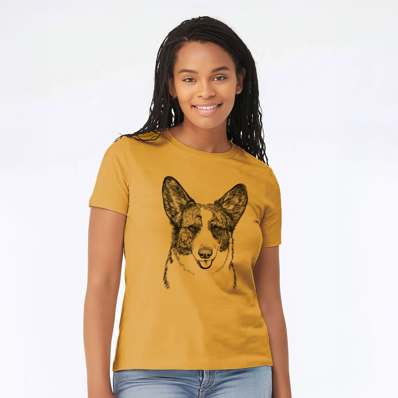 Bare Gabby the Cardigan Welsh Corgi - Women's Lightweight Relaxed Fit 100% Cotton Crewneck