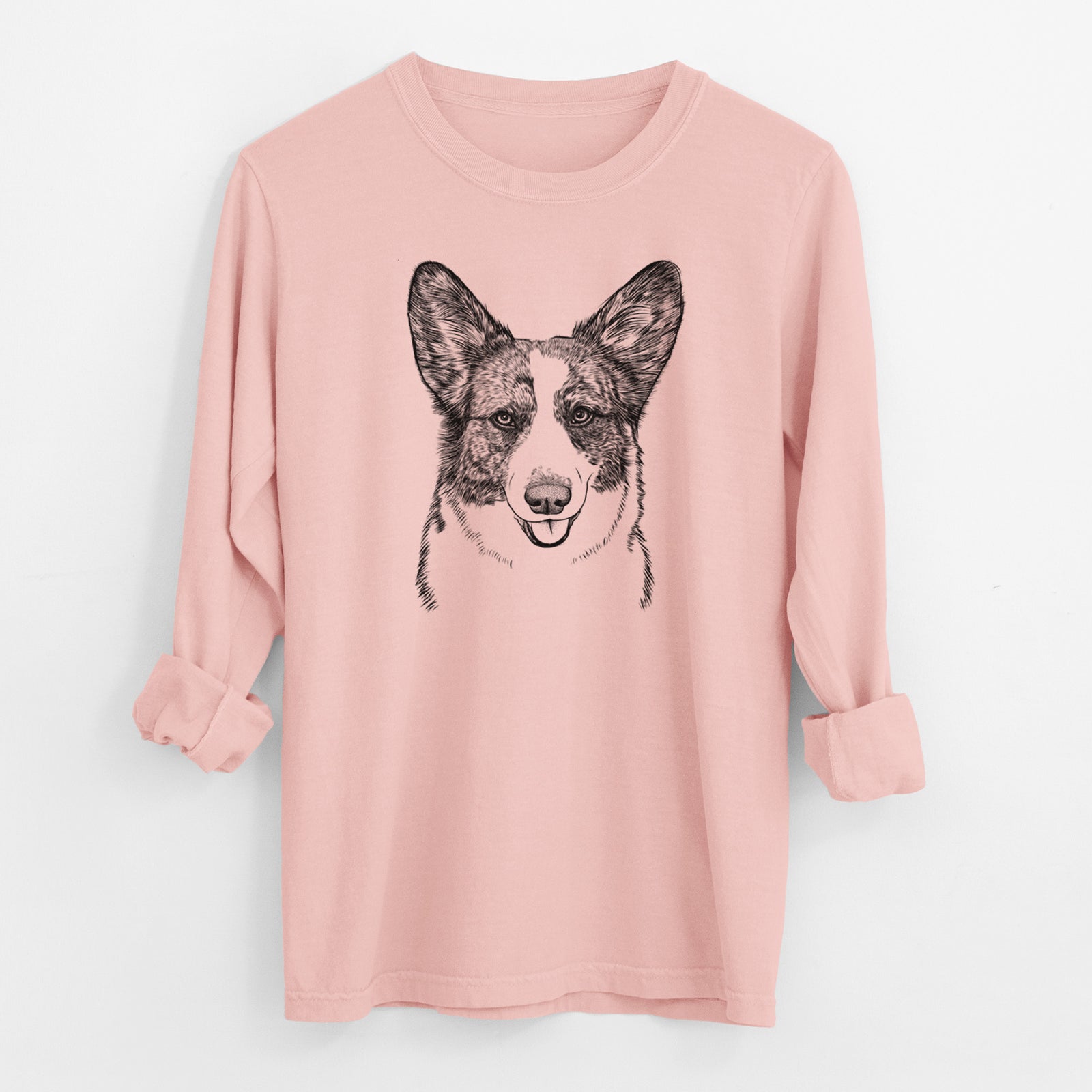 Bare Gabby the Cardigan Welsh Corgi - Men's Heavyweight 100% Cotton Long Sleeve