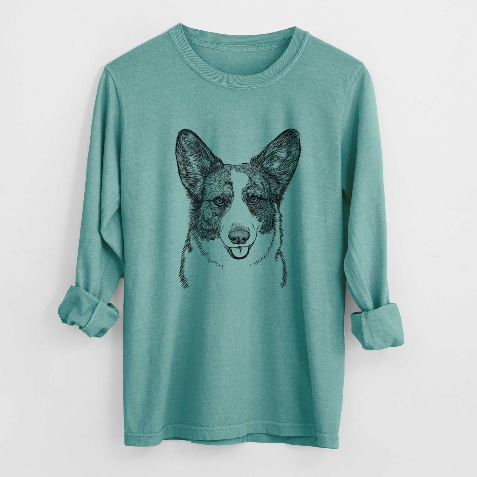 Bare Gabby the Cardigan Welsh Corgi - Men's Heavyweight 100% Cotton Long Sleeve