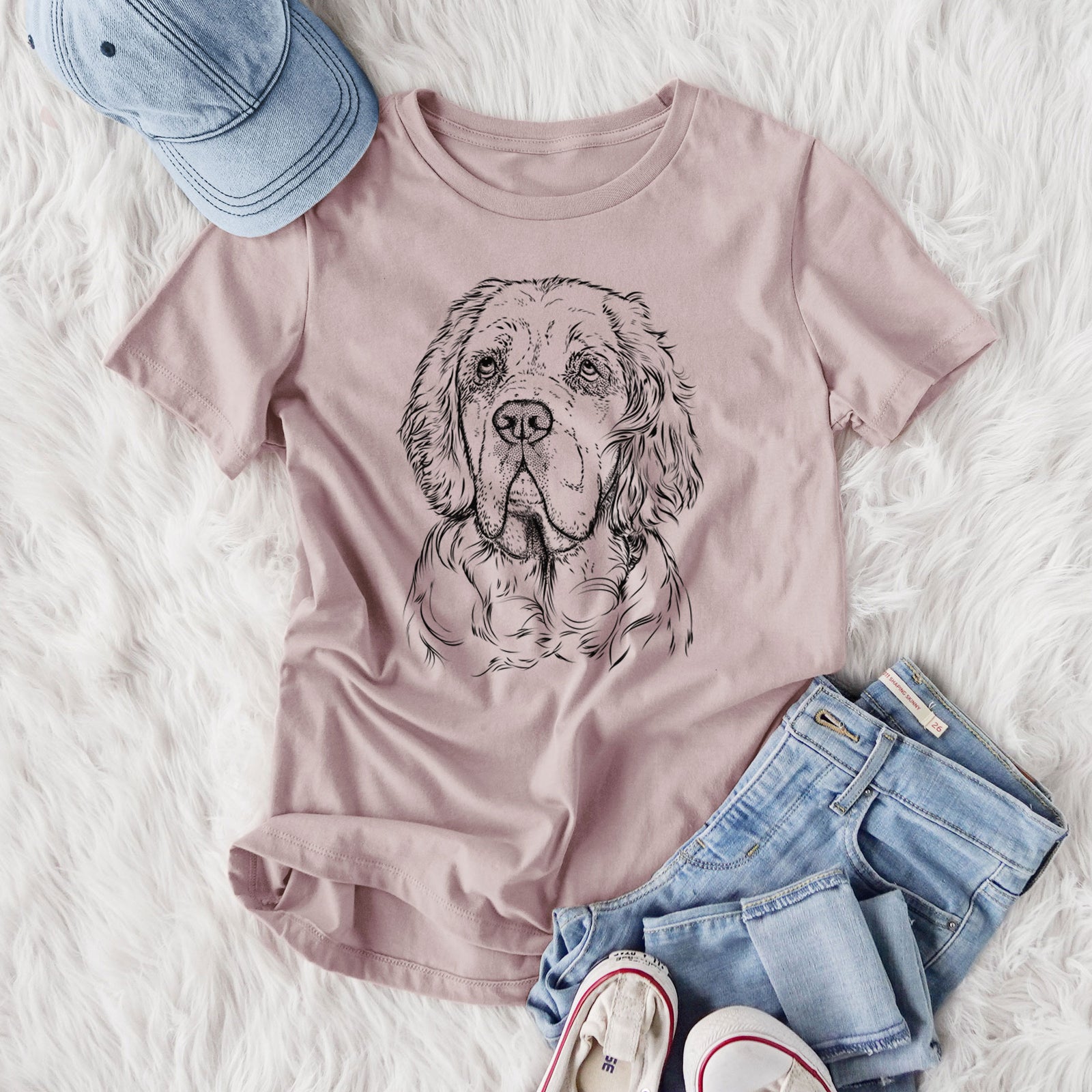 Bare Gary the Clumber Spaniel - Women's Lightweight Relaxed Fit 100% Cotton Crewneck