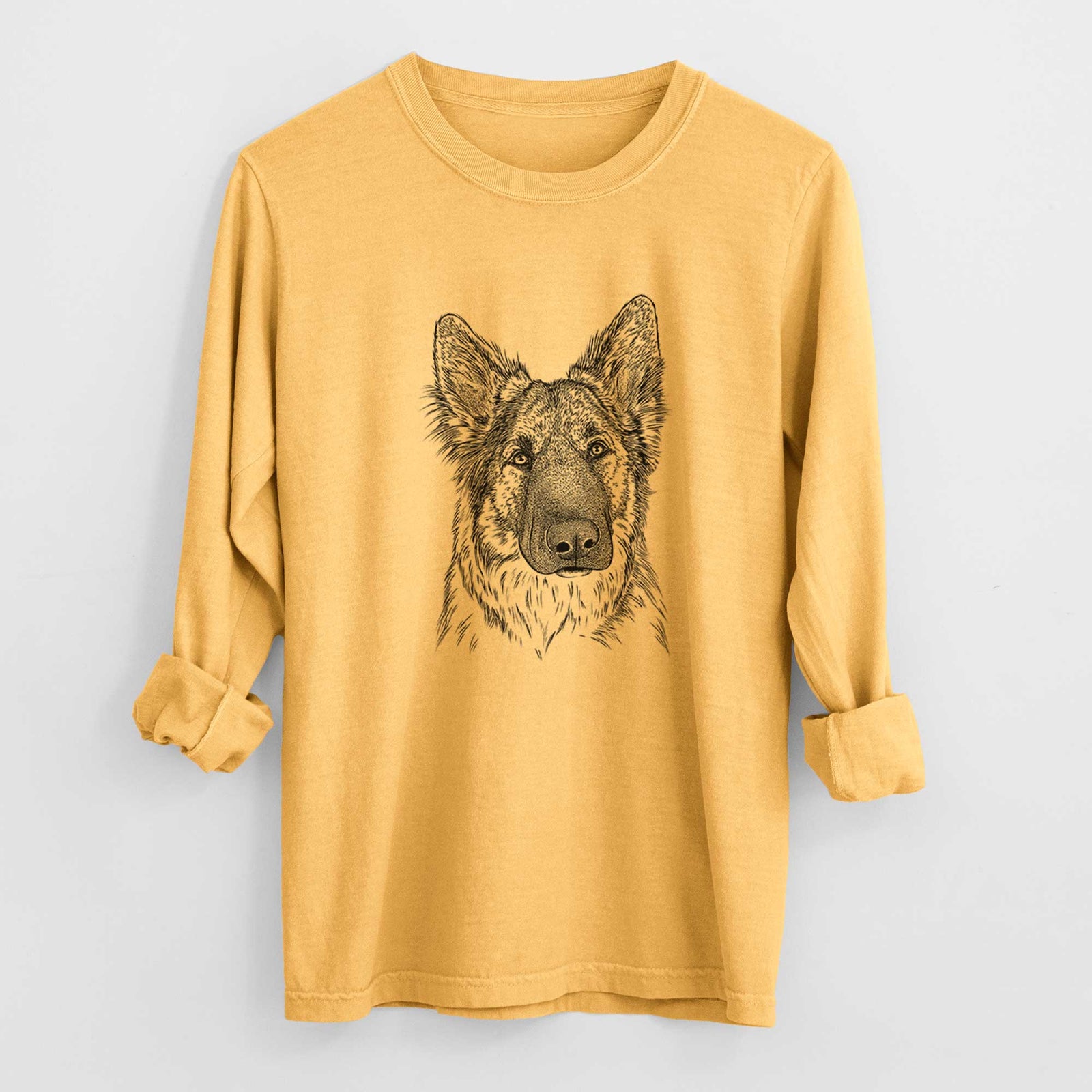 Bare Geddy the Shiloh Shepherd - Men's Heavyweight 100% Cotton Long Sleeve