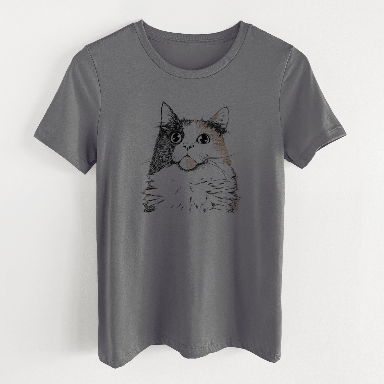 Bare Greta the Calico Cat - Women's Lightweight Relaxed Fit 100% Cotton Crewneck