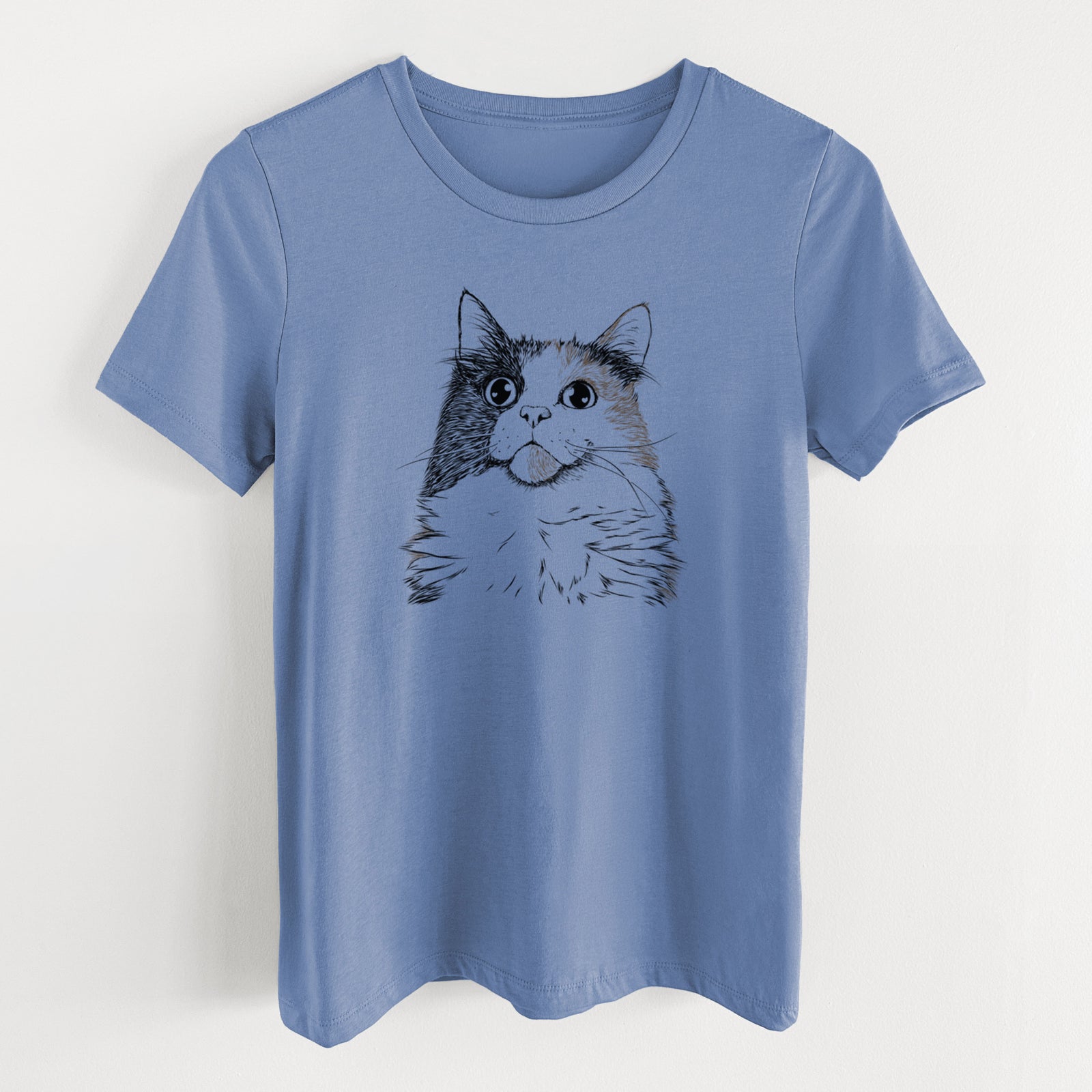 Bare Greta the Calico Cat - Women's Lightweight Relaxed Fit 100% Cotton Crewneck