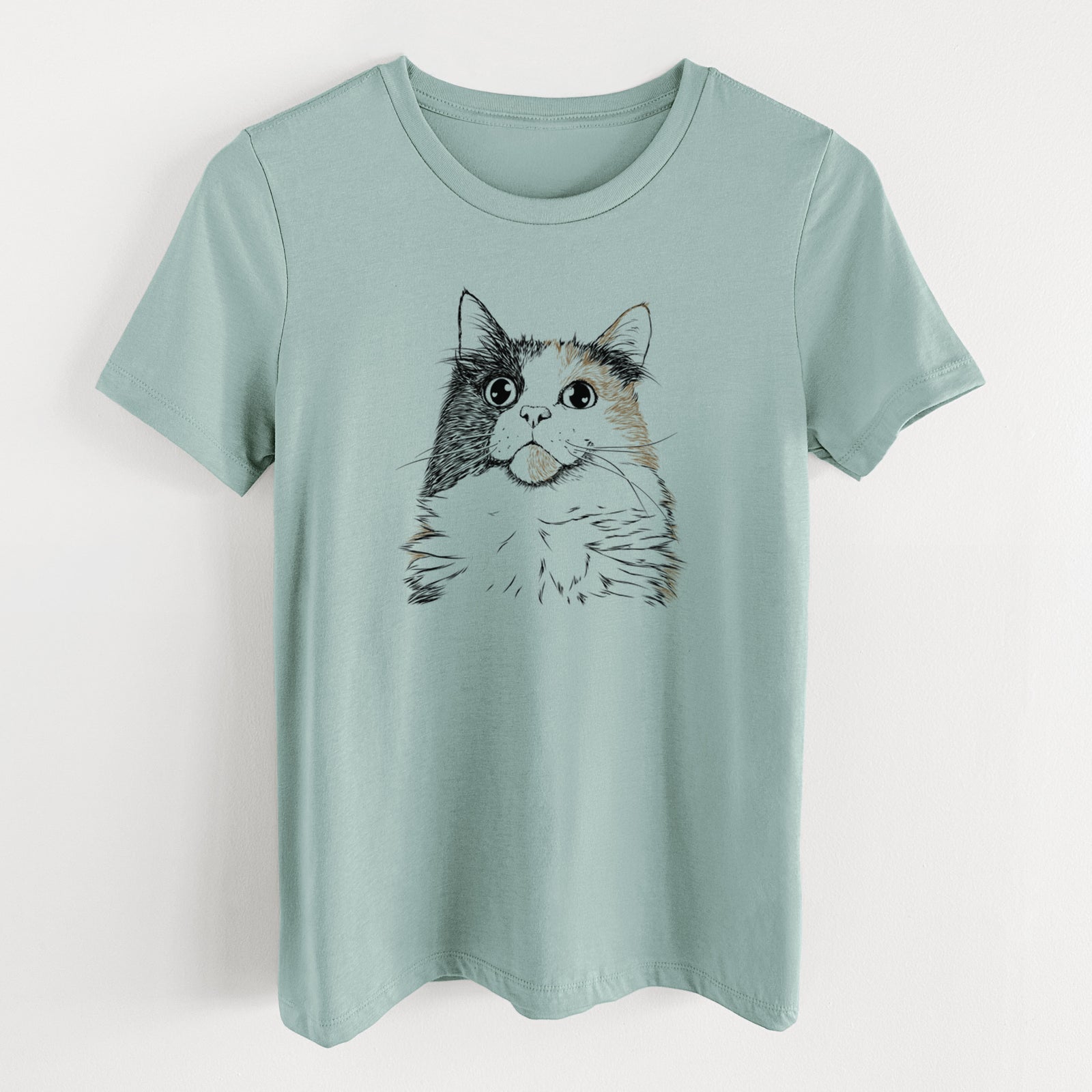 Bare Greta the Calico Cat - Women's Lightweight Relaxed Fit 100% Cotton Crewneck