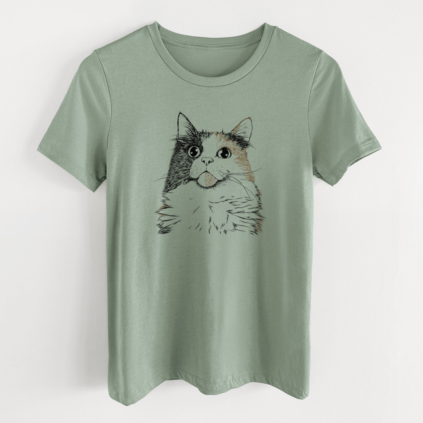 Bare Greta the Calico Cat - Women's Lightweight Relaxed Fit 100% Cotton Crewneck