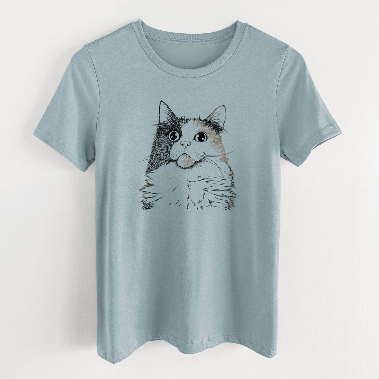 Bare Greta the Calico Cat - Women's Lightweight Relaxed Fit 100% Cotton Crewneck