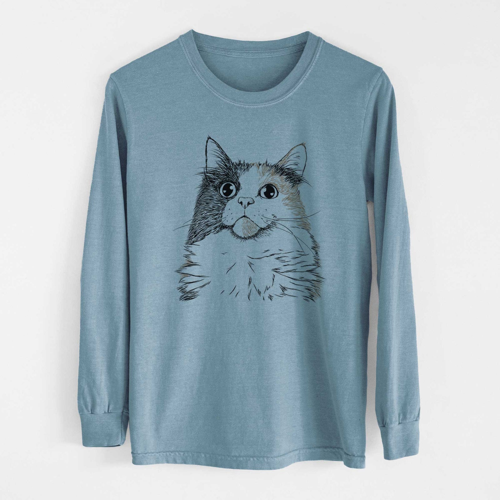 Bare Greta the Calico Cat - Men's Heavyweight 100% Cotton Long Sleeve