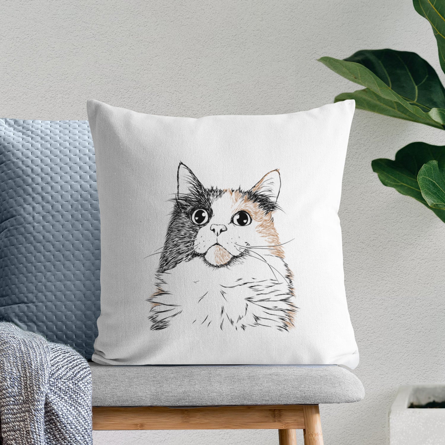 Greta the Calico Cat - Throw Pillow Cover