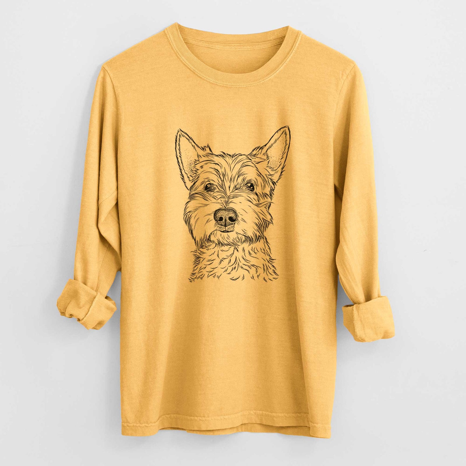 Bare Grizel the West Highland Terrier - Men's Heavyweight 100% Cotton Long Sleeve