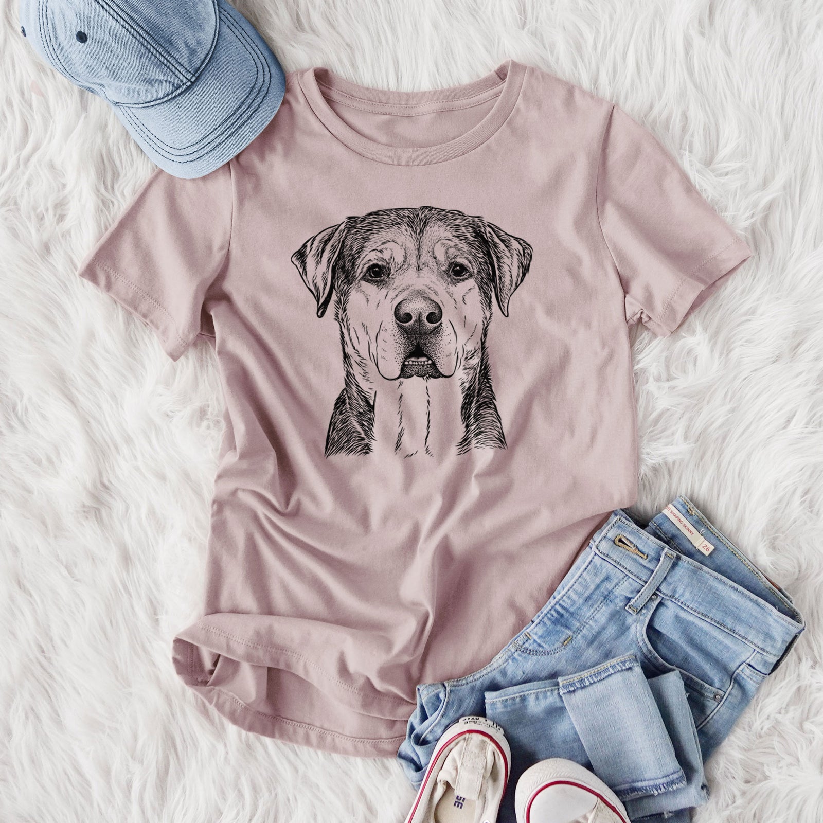 Bare Gus the Rottweiler Mix - Women's Lightweight Relaxed Fit 100% Cotton Crewneck