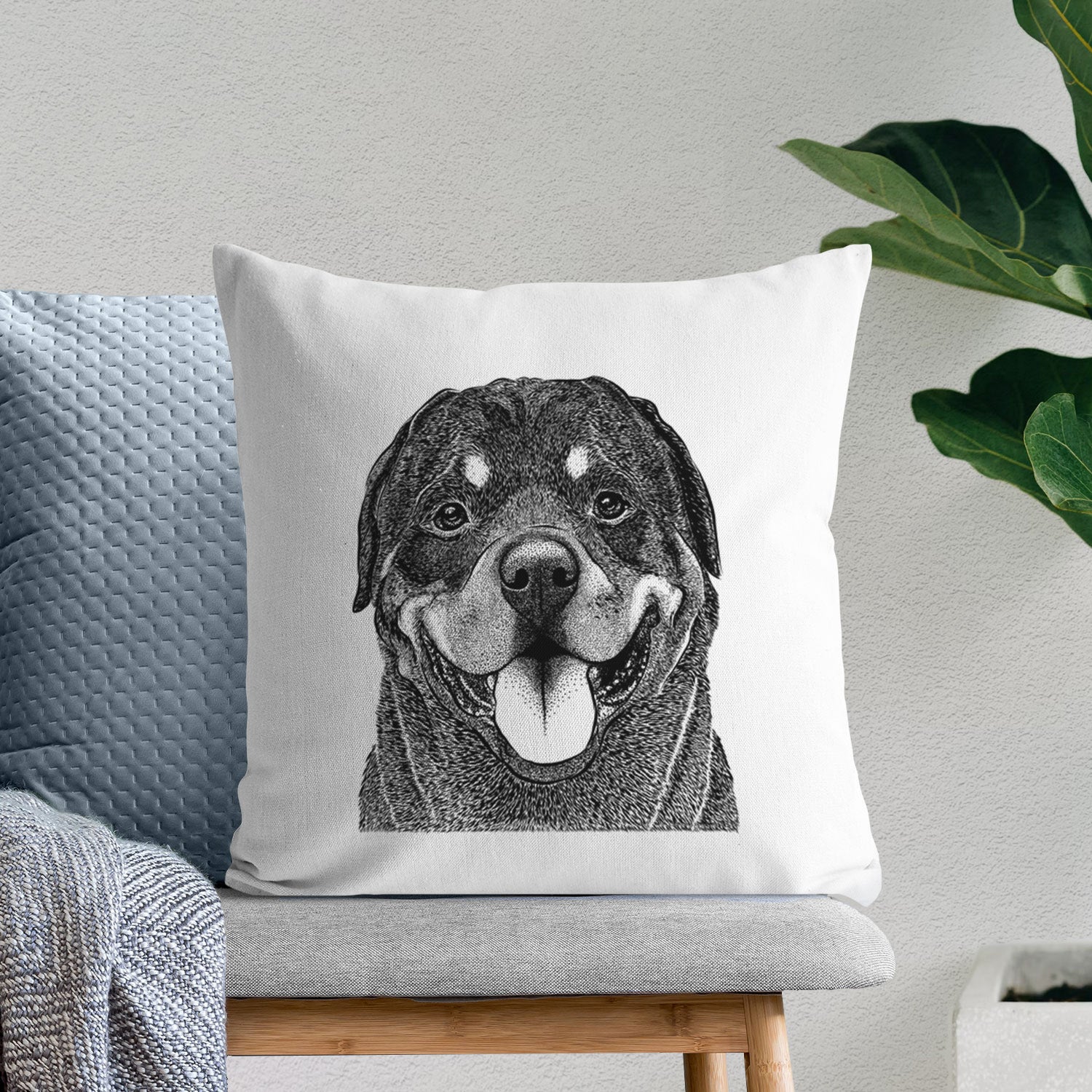 Hagan the Rottweiler - Throw Pillow Cover
