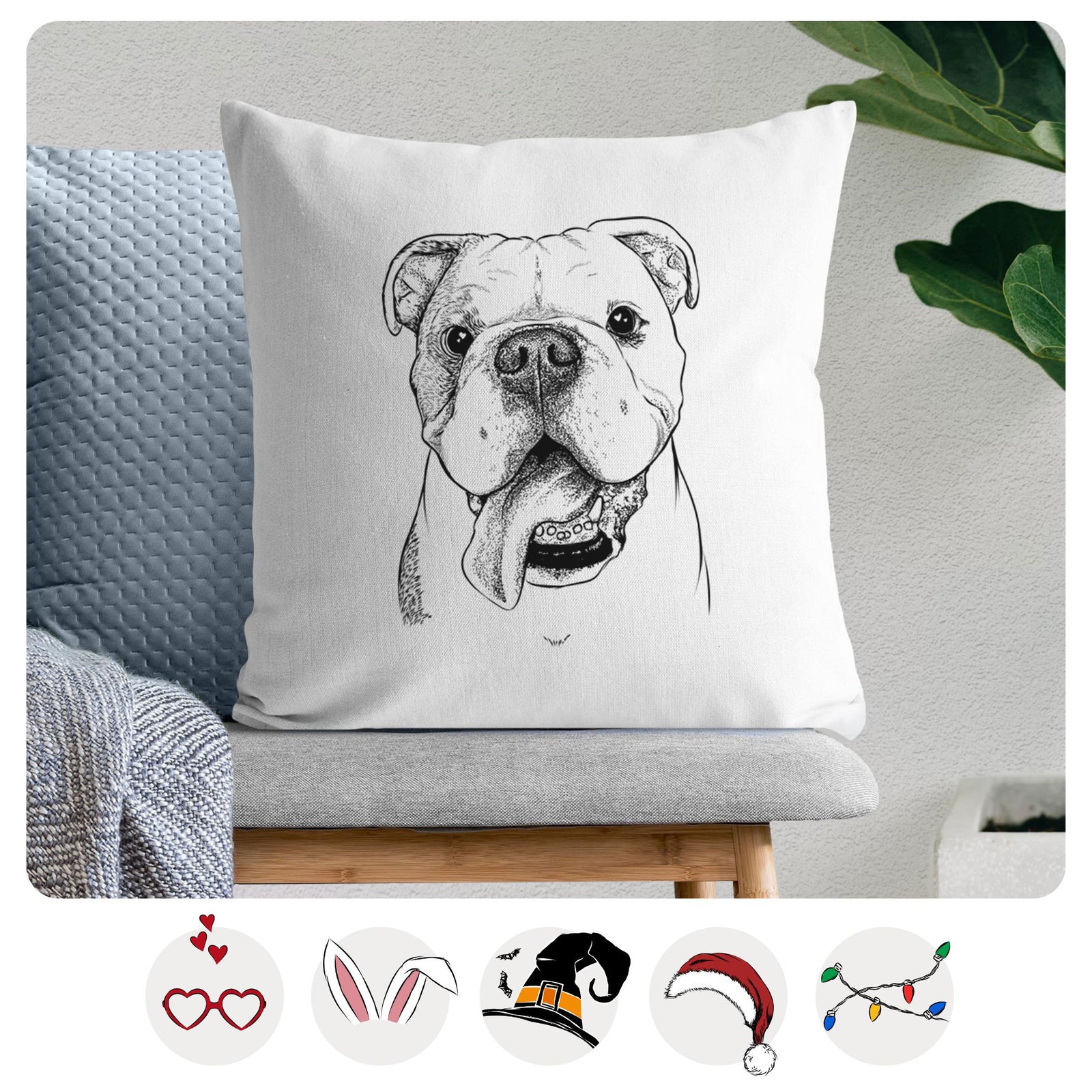 Hank the English Bulldog - Throw Pillow Cover