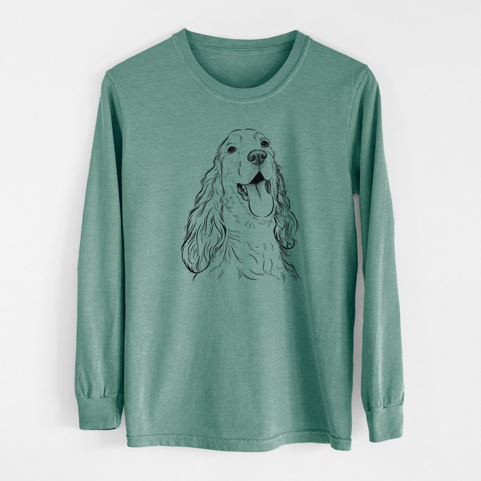 Bare Happy Henry the English Cocker Spaniel - Men's Heavyweight 100% Cotton Long Sleeve
