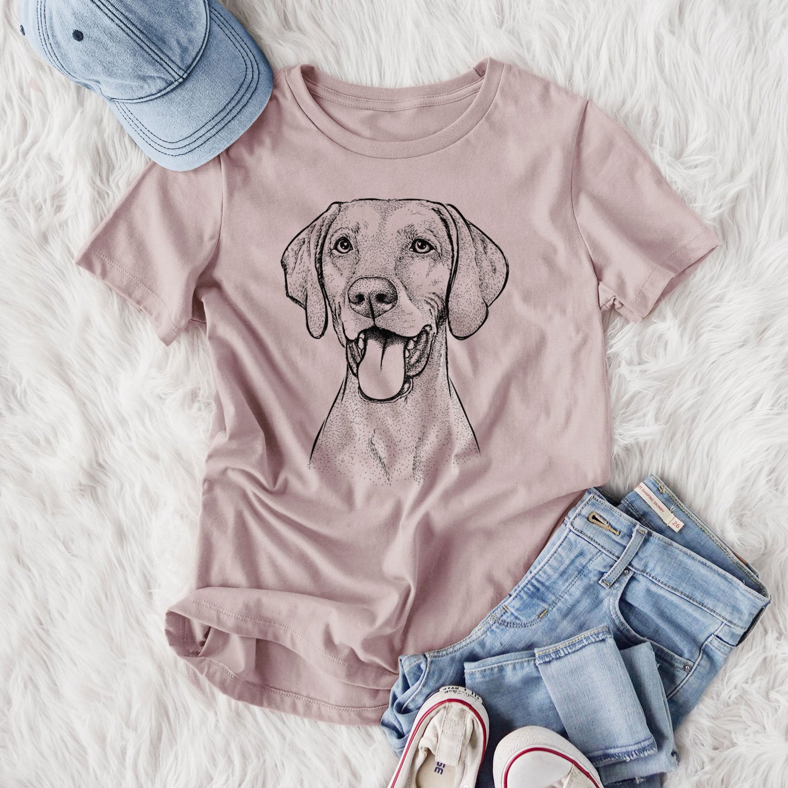 Bare Harper the Vizsla - Women's Lightweight Relaxed Fit 100% Cotton Crewneck