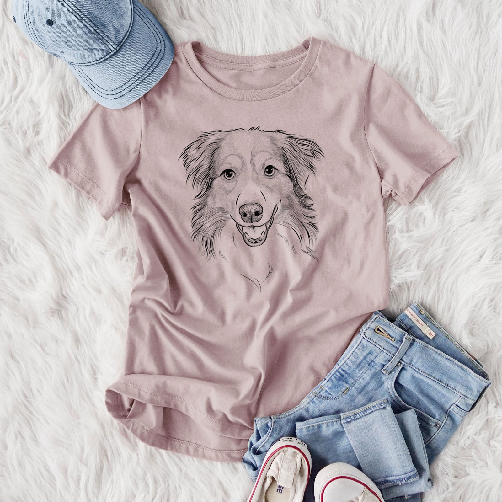 Bare Hattie the Australian Shepherd - Women's Lightweight Relaxed Fit 100% Cotton Crewneck