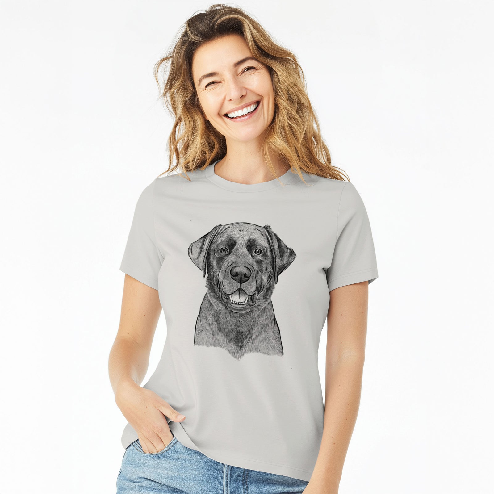 Bare Heath the Black Lab - Women's Lightweight Relaxed Fit 100% Cotton Crewneck