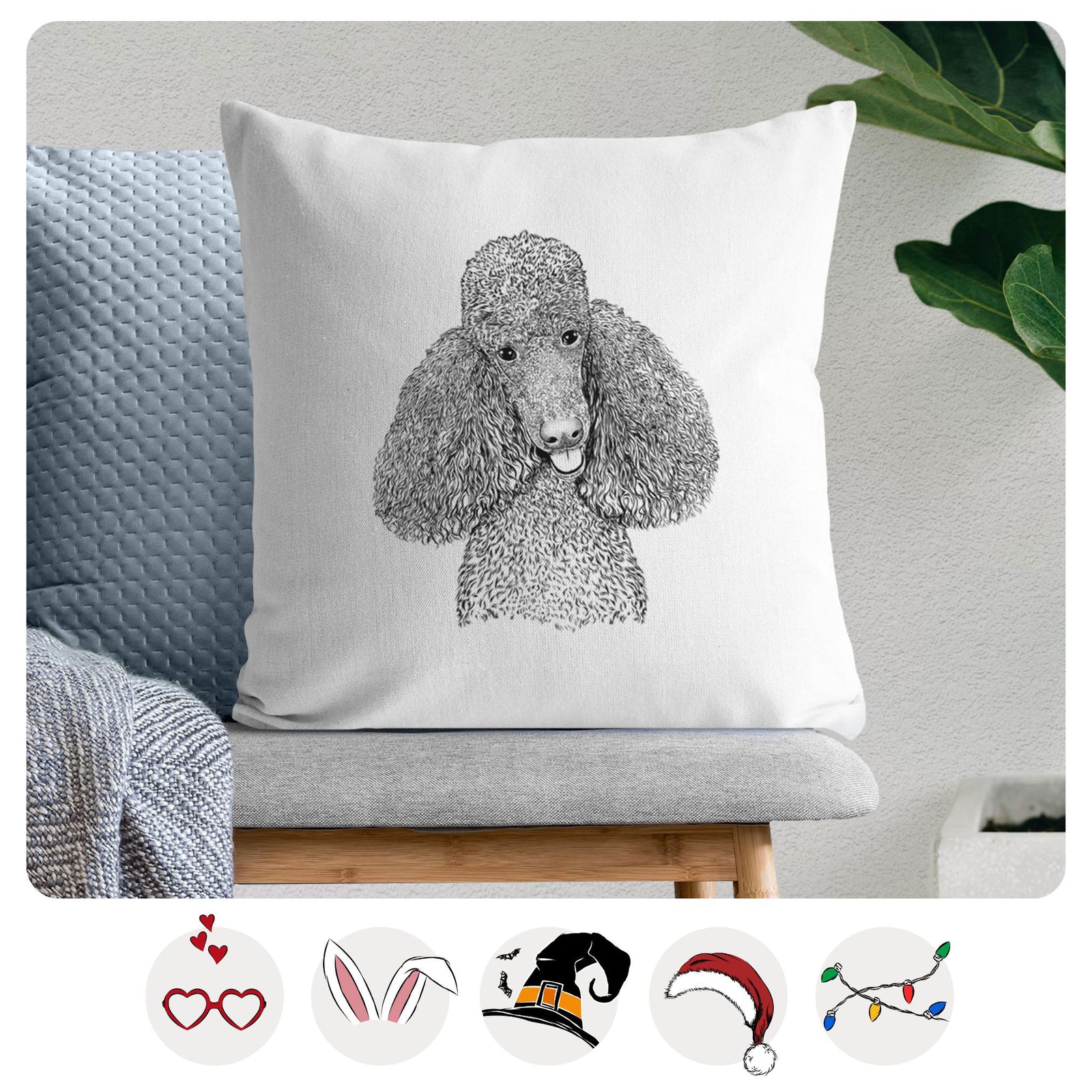 Henry the Standard Poodle - Throw Pillow Cover