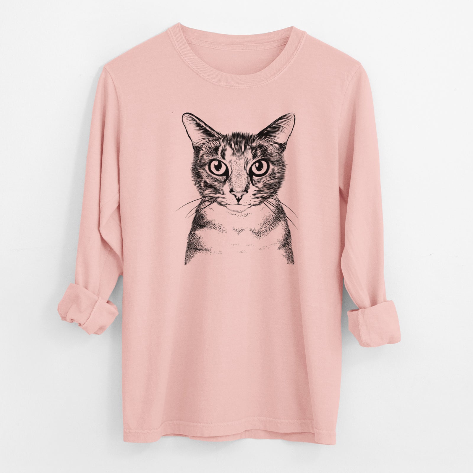 Bare Hobbes the Tabby Cat - Men's Heavyweight 100% Cotton Long Sleeve