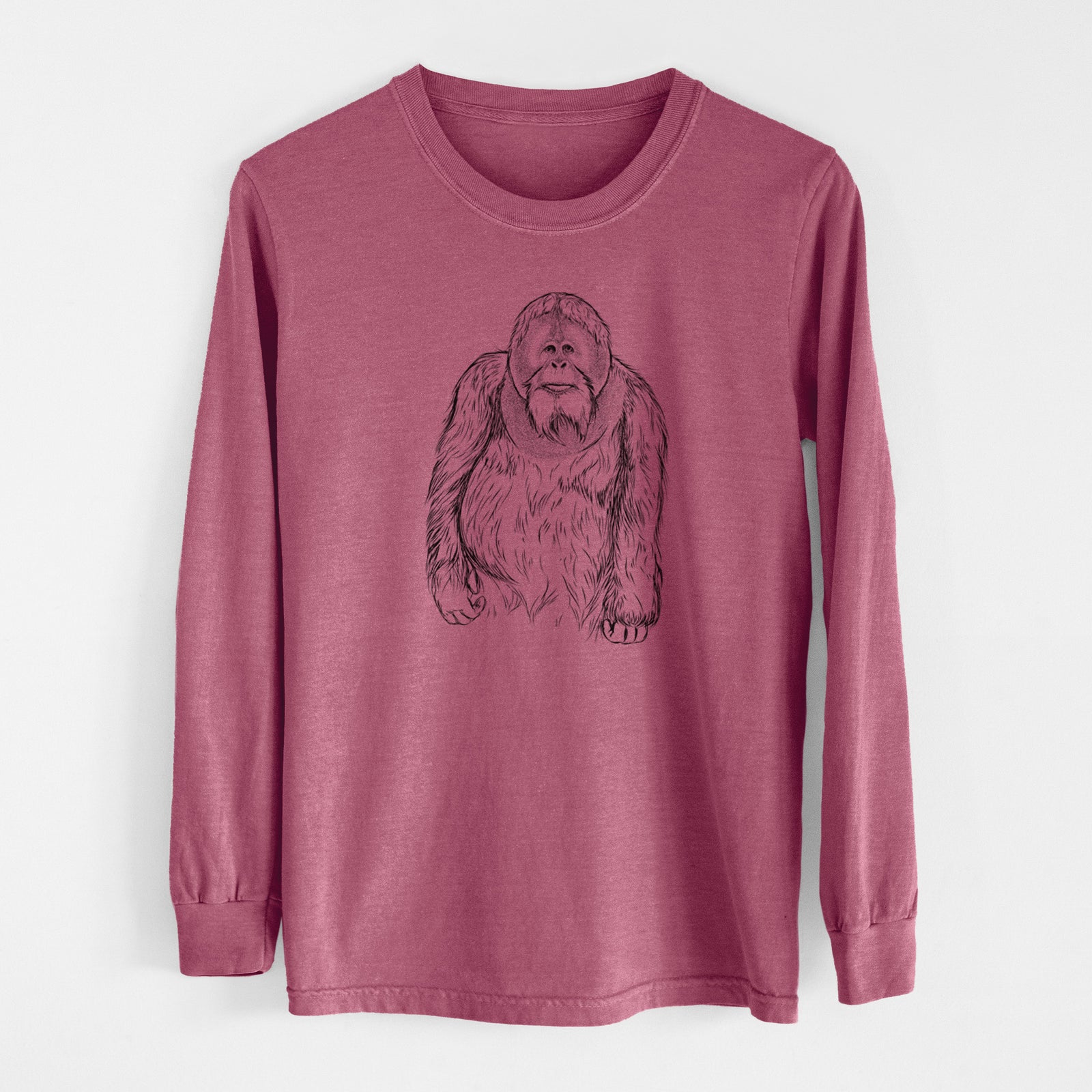 Bare Horace the Male Orangutan - Men's Heavyweight 100% Cotton Long Sleeve