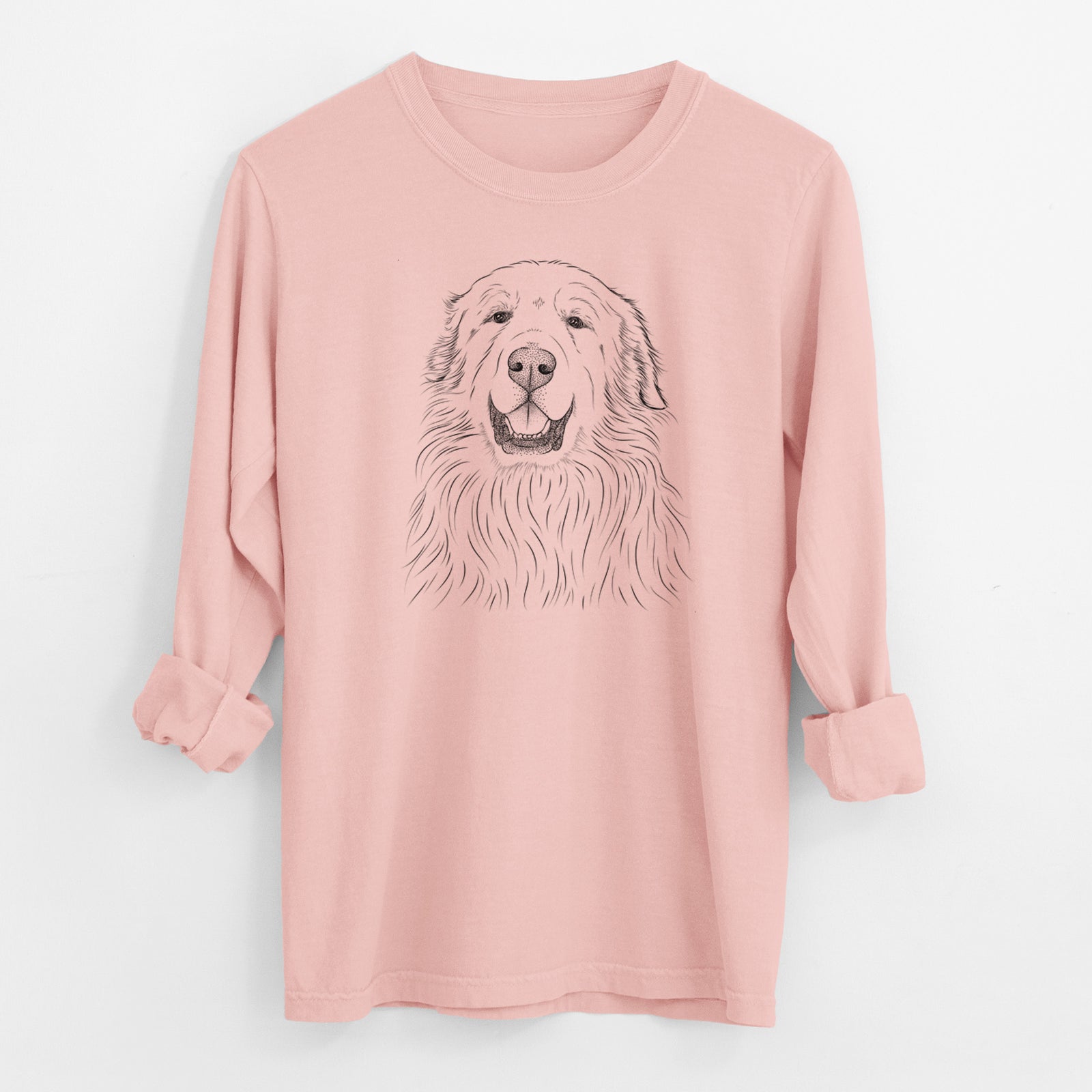 Bare Horton the Great Pyrenees - Men's Heavyweight 100% Cotton Long Sleeve