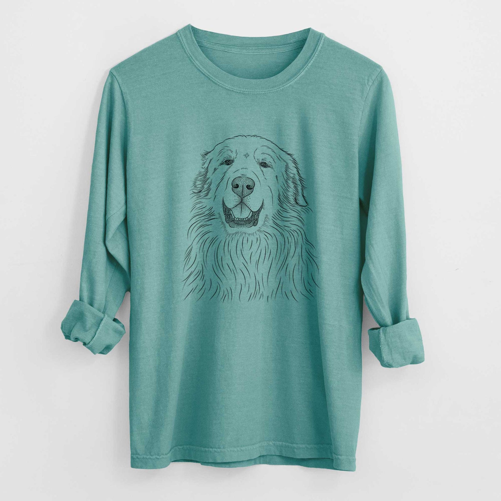 Bare Horton the Great Pyrenees - Men's Heavyweight 100% Cotton Long Sleeve