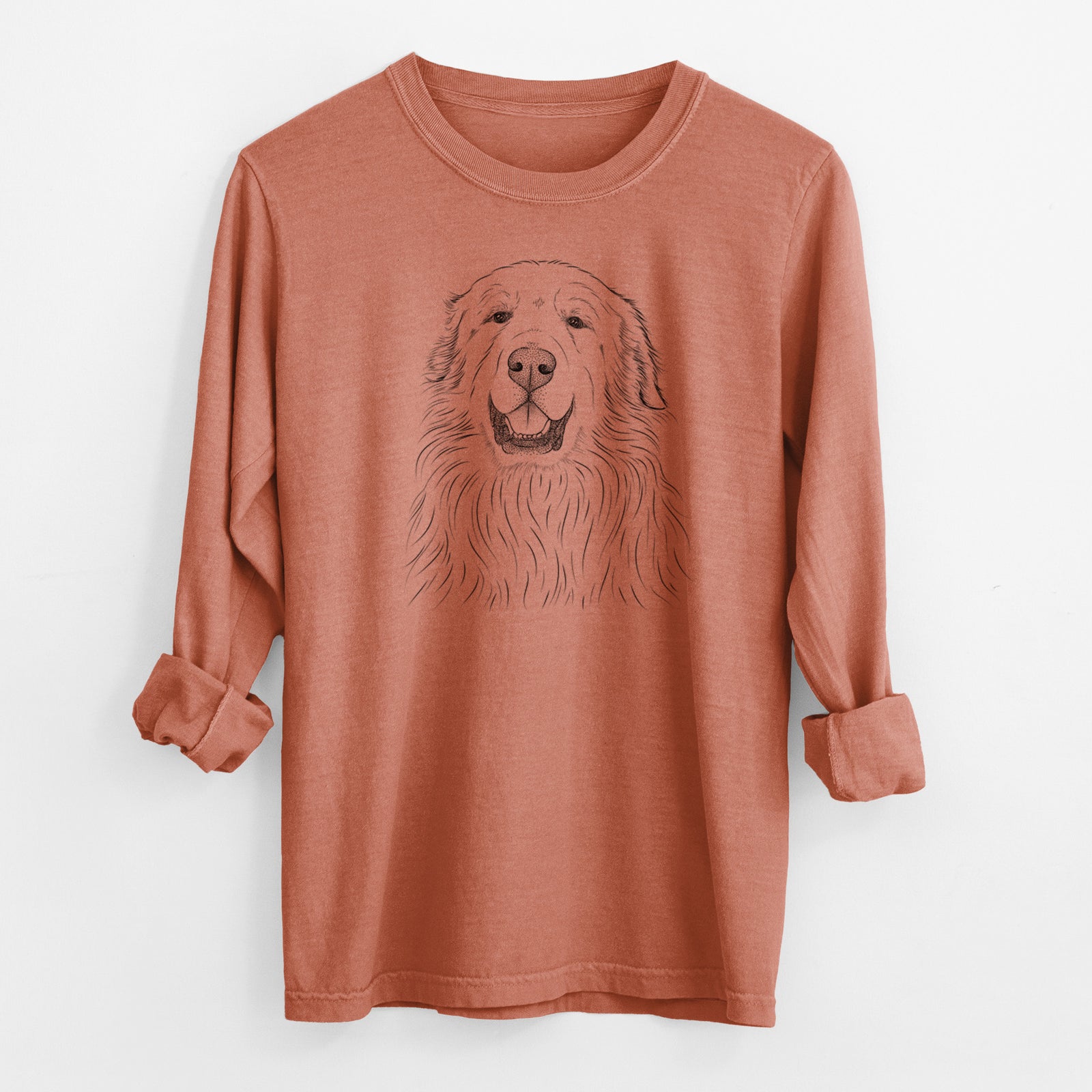 Bare Horton the Great Pyrenees - Men's Heavyweight 100% Cotton Long Sleeve