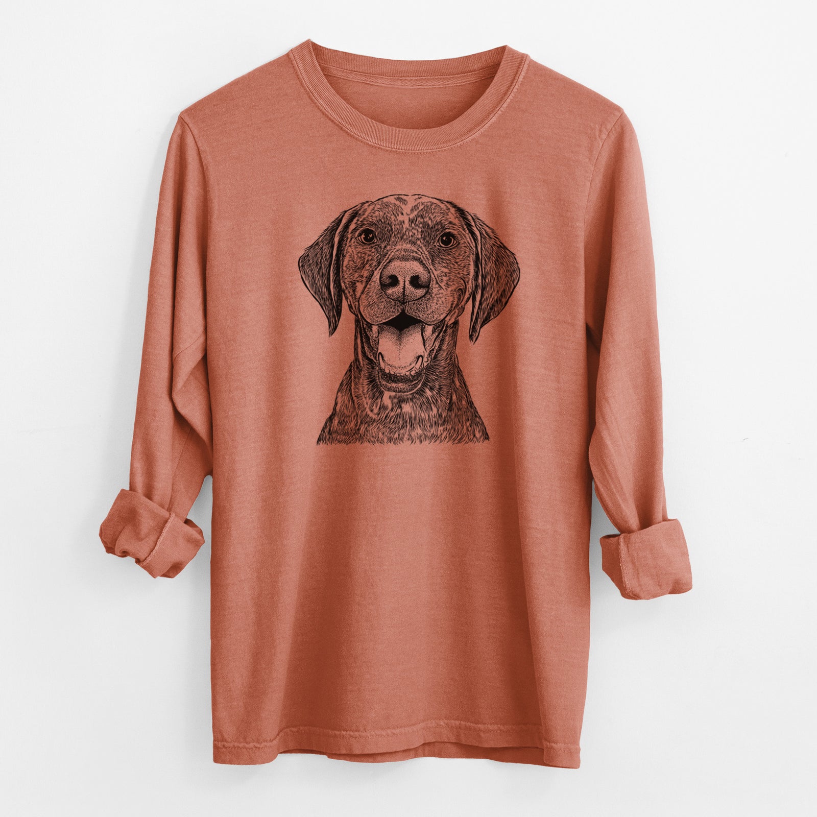 Bare Hudson the German Shorthaired Pointer - Men's Heavyweight 100% Cotton Long Sleeve
