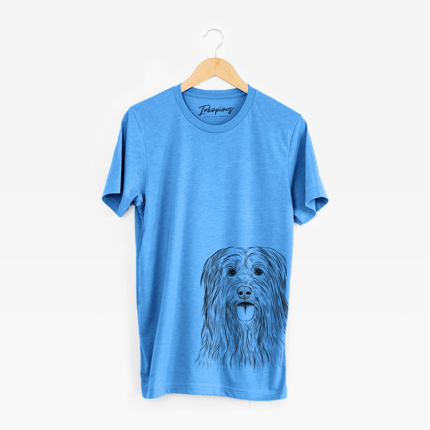 Hand-drawn sketch of Indy the Korean Sapsali on a Blue Unisex crewneck