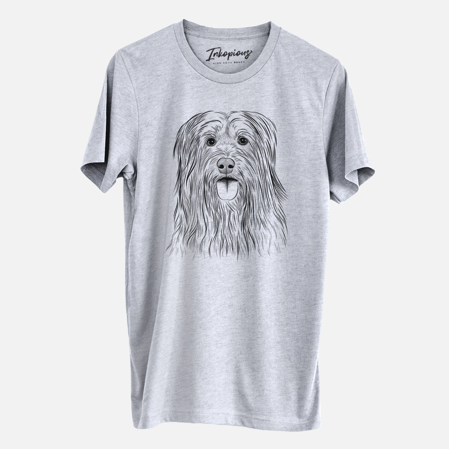 Hand-drawn sketch of Indy the Korean Sapsali on a Grey Unisex crewneck