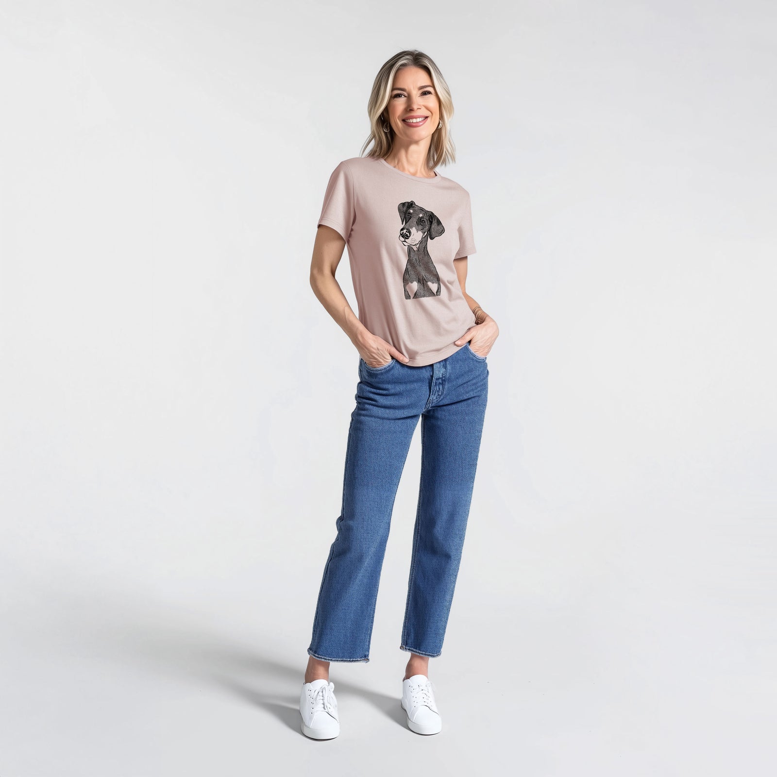 Bare Iroh the Doberman Pinscher - Women's Lightweight Relaxed Fit 100% Cotton Crewneck