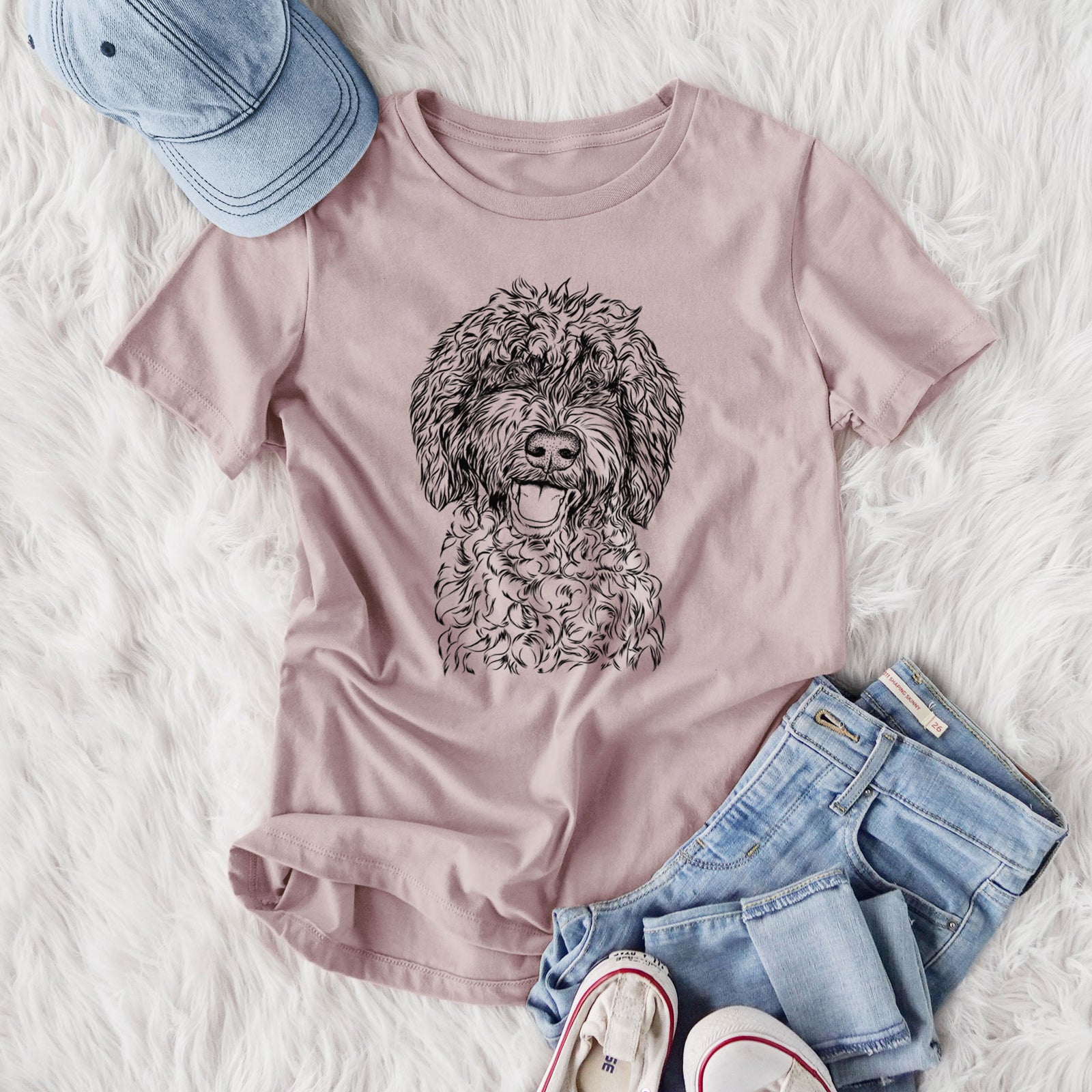 Bare Jack the Chocolate Labradoodle - Women's Lightweight Relaxed Fit 100% Cotton Crewneck