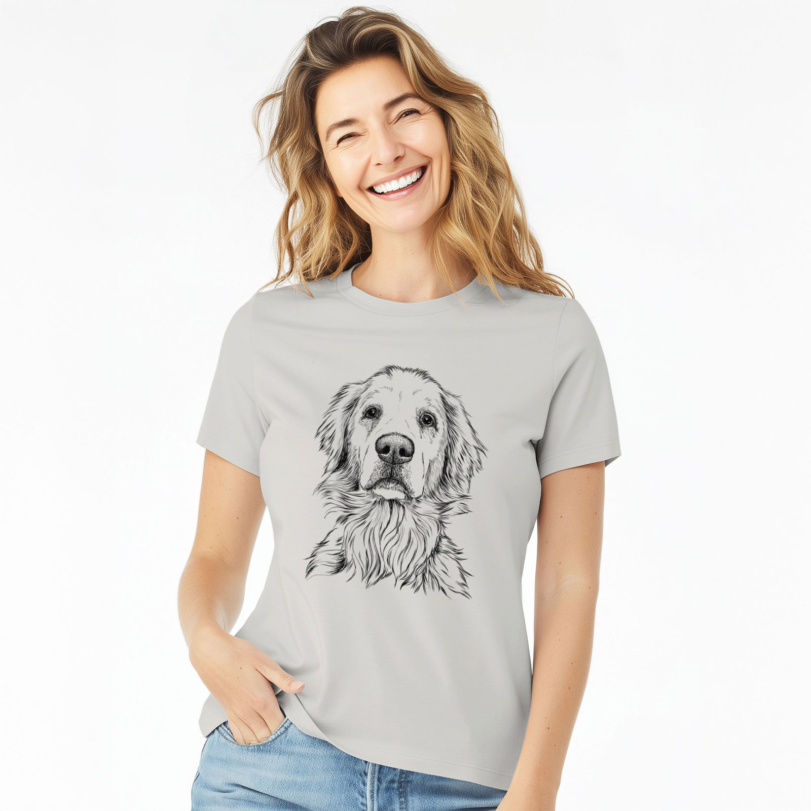 Bare Jake aroni the Golden Retriever - Women's Lightweight Relaxed Fit 100% Cotton Crewneck