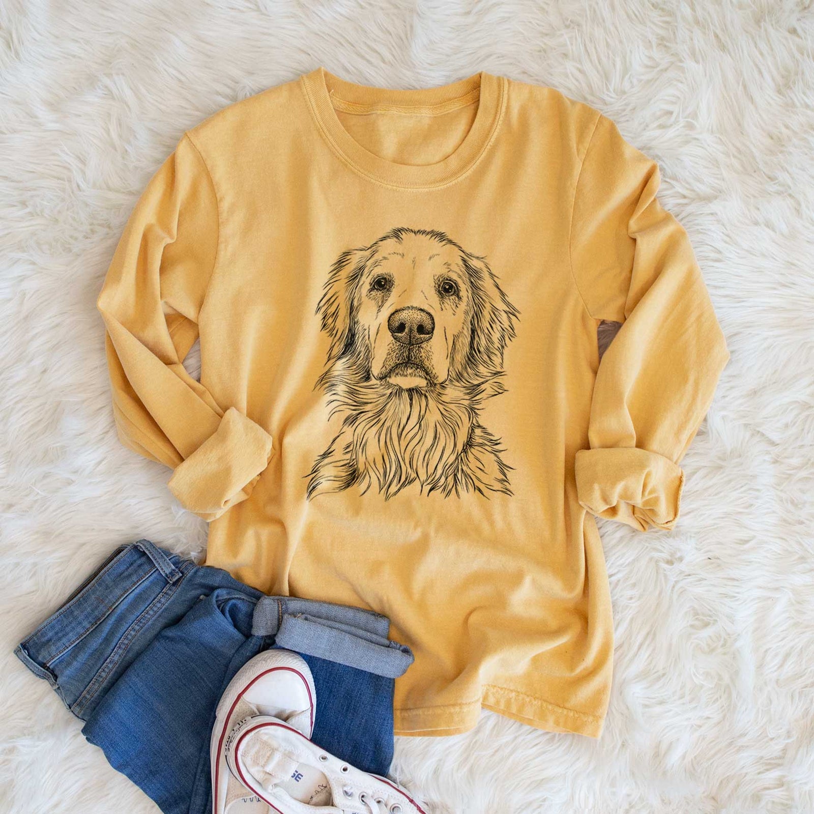 Bare Jake aroni the Golden Retriever - Men's Heavyweight 100% Cotton Long Sleeve