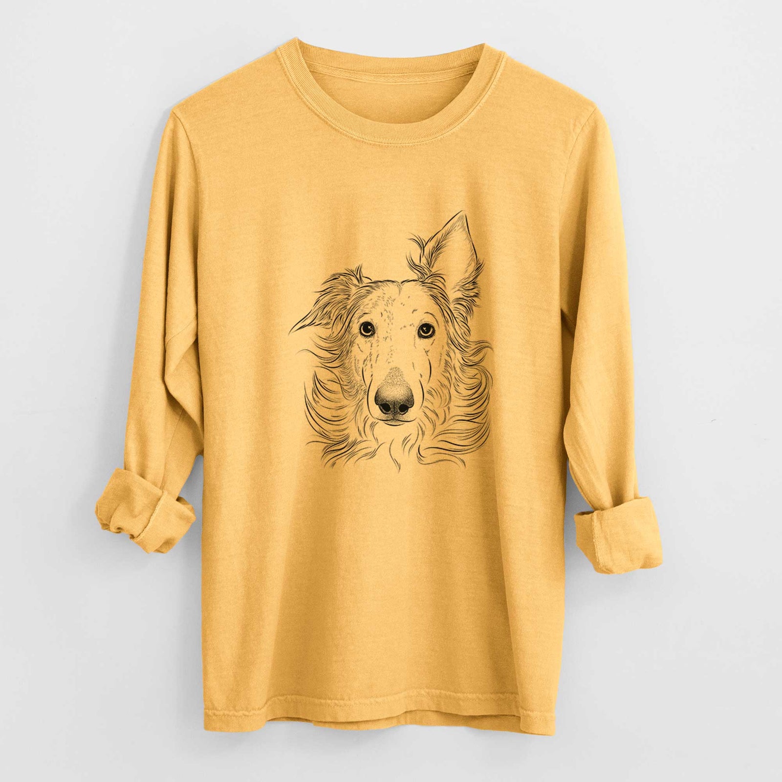 Bare Jasha the Borzoi - Men's Heavyweight 100% Cotton Long Sleeve