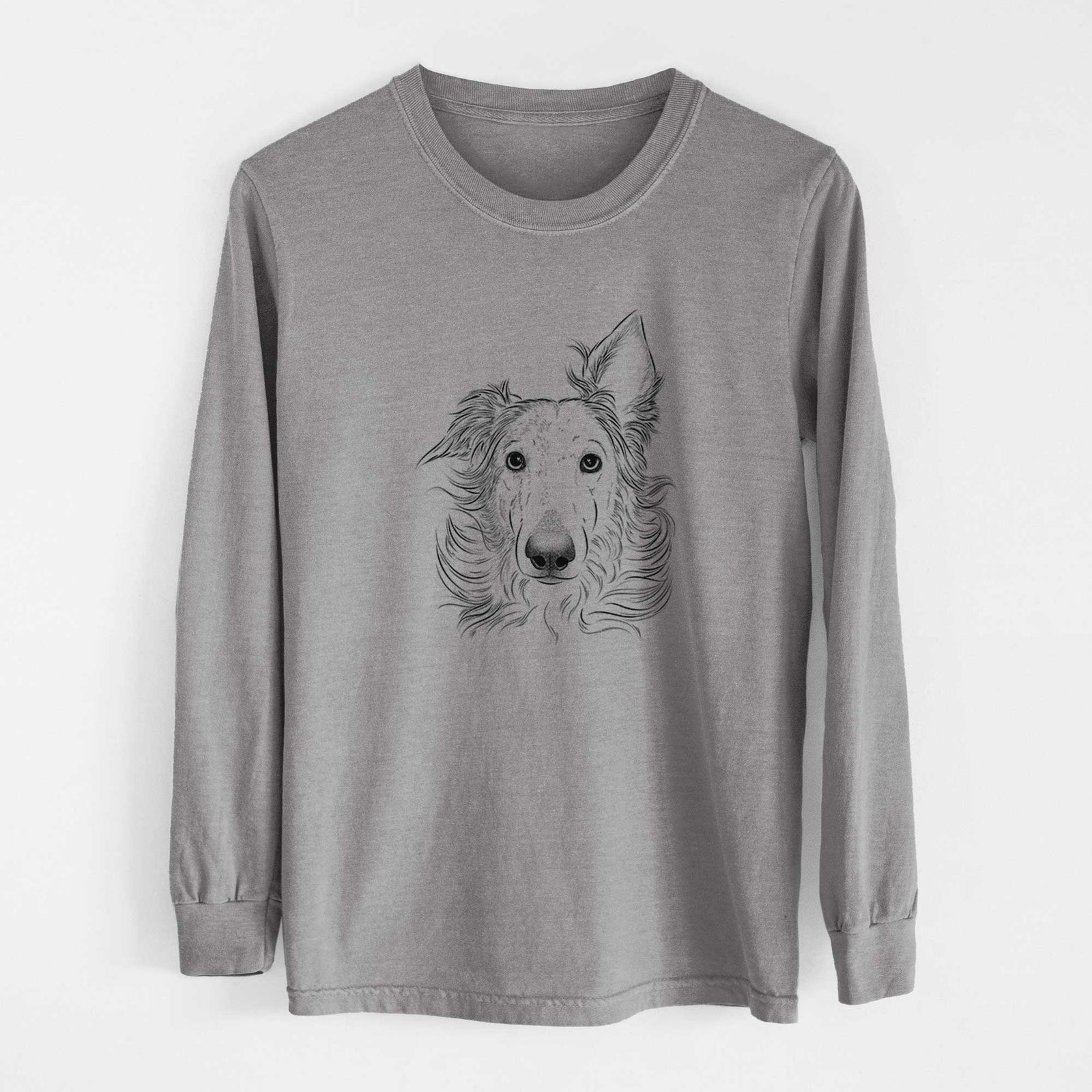Bare Jasha the Borzoi - Men's Heavyweight 100% Cotton Long Sleeve