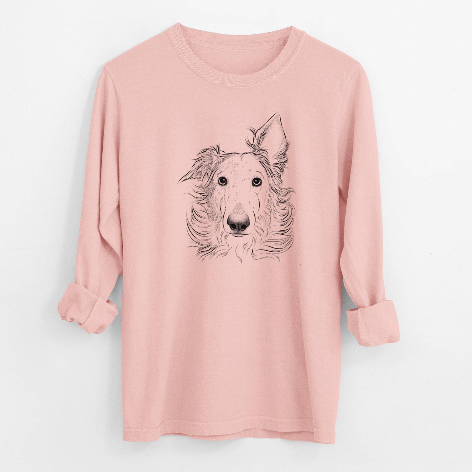Bare Jasha the Borzoi - Men's Heavyweight 100% Cotton Long Sleeve