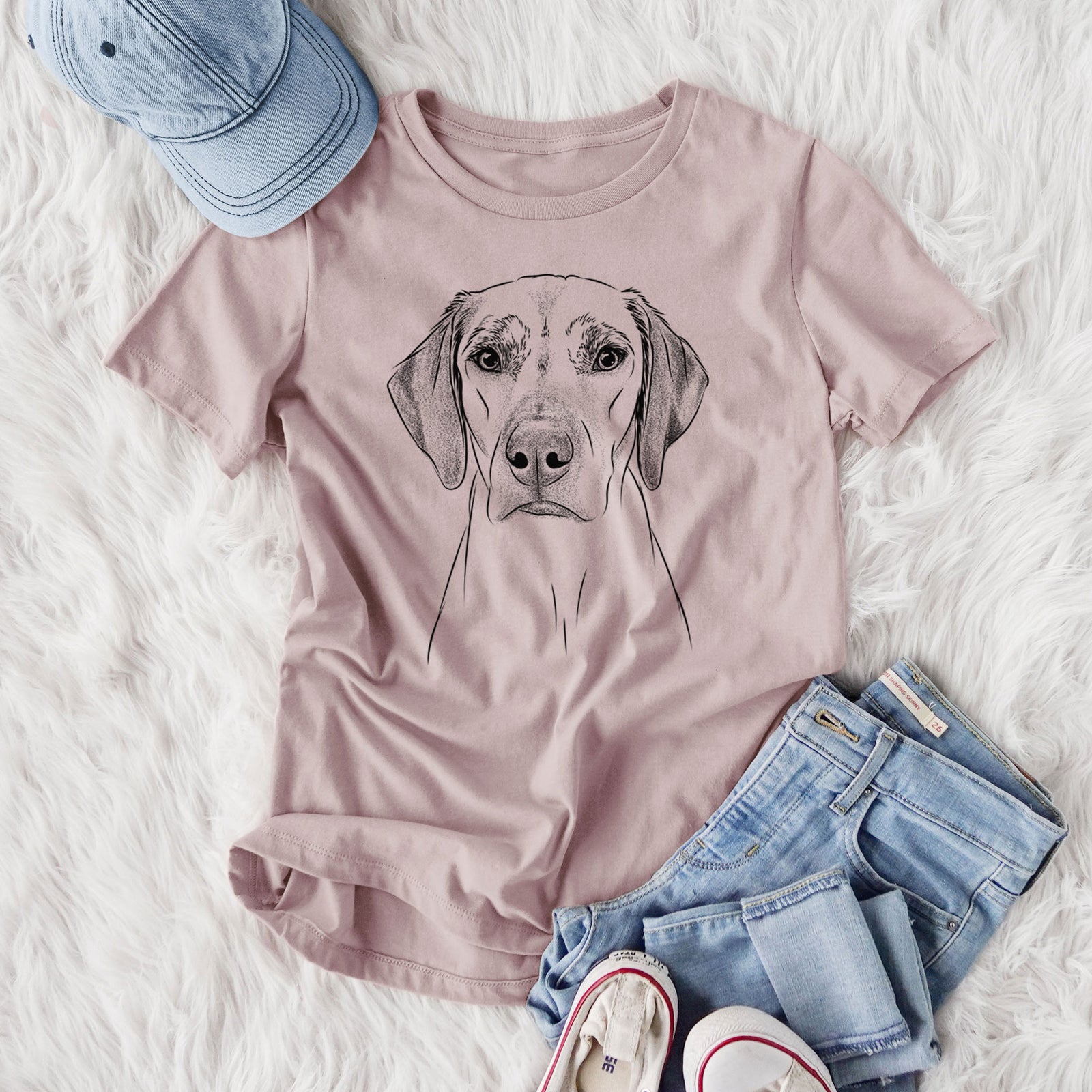 Bare Jenga the Rhodesian Ridgeback - Women's Lightweight Relaxed Fit 100% Cotton Crewneck