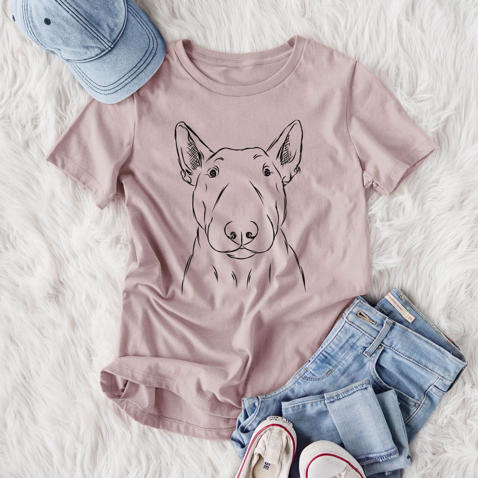Bare Jett the Bull Terrier - Women's Lightweight Relaxed Fit 100% Cotton Crewneck